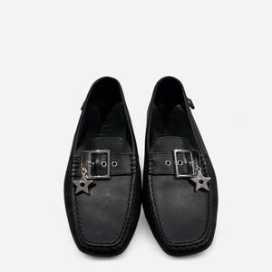 Dior Black Leather Loafers with Buckle Detail